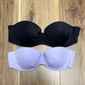 Victoria's Secret Black and Purple Bandeau Swim Tops